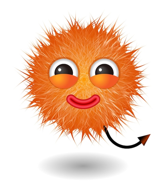 Vecteur monstre poilu aux cheveux duveteux orange