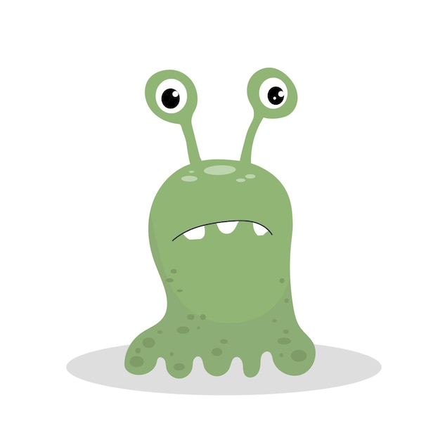 Monstre vert mignon dans un style plat isolé sur un fond blanc Illustration vectorielle