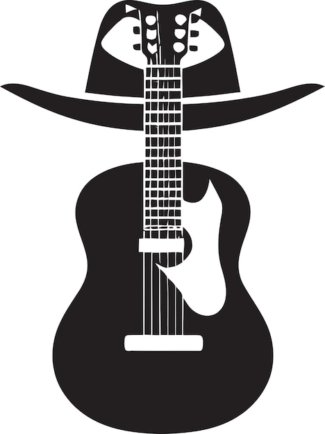 Vecteur montage de mélodie art de l'icône de la guitare design de l'emblème de la guitarre harmonic horizon