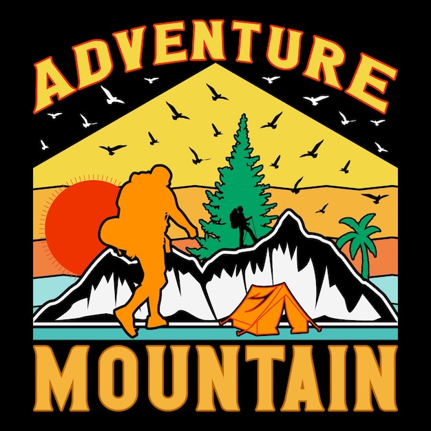 Montagne D'aventure T-shirt De Randonnée Vintage T-shirt D'aventure T-shirt De Montagne T-shirt Rétro