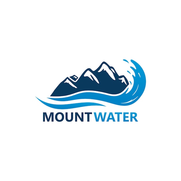 Montagne Eau Logo Template Design Emblème Vecteur Design Concept Symbole Créatif Icône