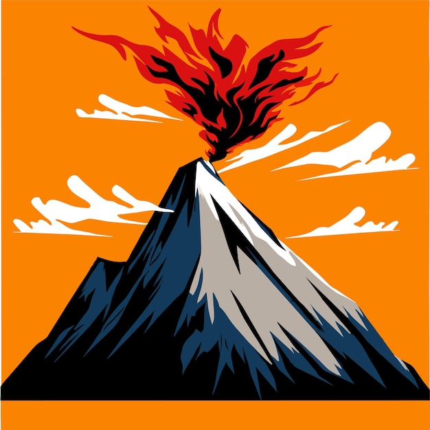 Une Montagne En éruption Crache De La Cendre De Feu Dans Le Ciel Illustration Vectorielle