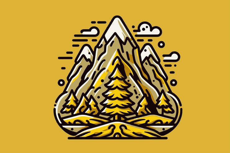 Vecteur une montagne parseme dor et dargent
