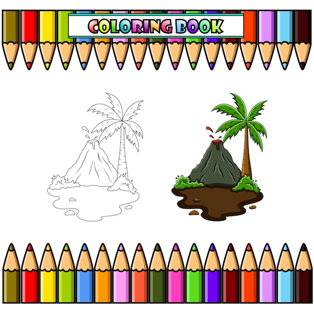 Montagne volcanique pour livre de coloriage