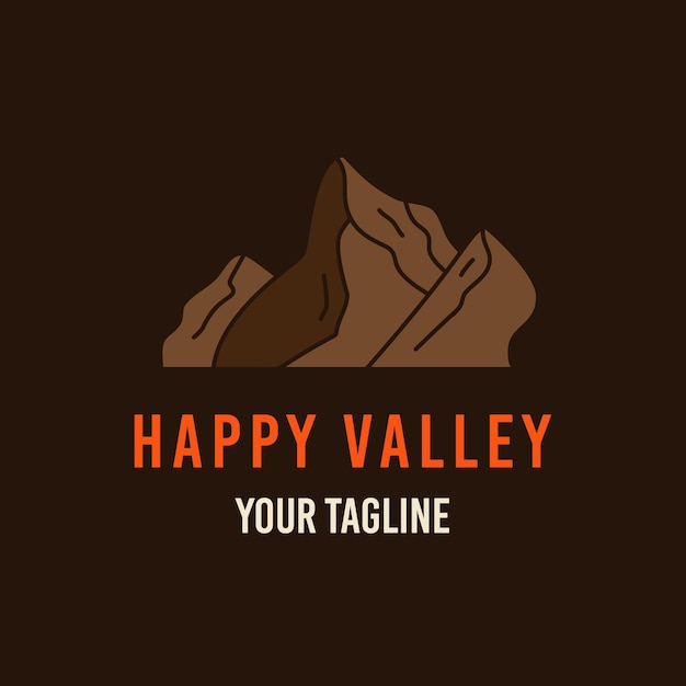 Montagnes Brunes Représentées Au-dessus Des Inscriptions Happy Valley Et Your Tagline Sur Un T-shirt Pour L'aventure Estivale