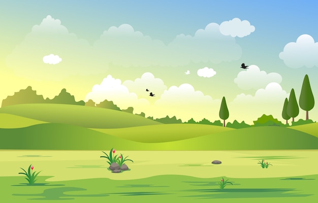 Montagnes collines herbe verte nature paysage ciel