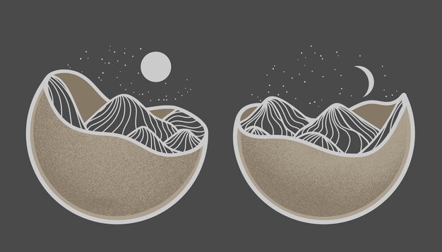 Vecteur montagnes dans l'illustration de la lune