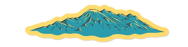 Montagnes Dessinées à La Main En Illustration Vectorielle De Style Autocollant