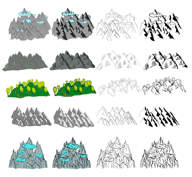 Les montagnes Eléments pour créer des cartes fantasy ou des jeux