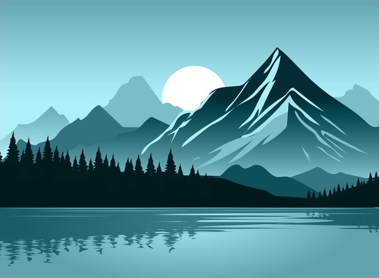 Vecteur les montagnes et la mer