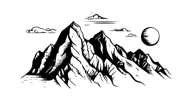 Vecteur montagnes rocheuses illustration vectorielle de style dessiné à la main