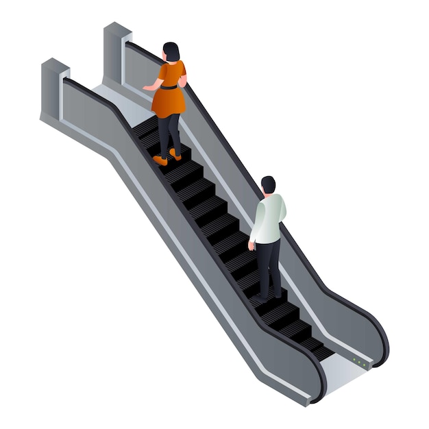 Vecteur monter l'icône de l'escalator isométrique de l'icône de vecteur de l'escalator pour la conception de sites web isolée sur fond blanc