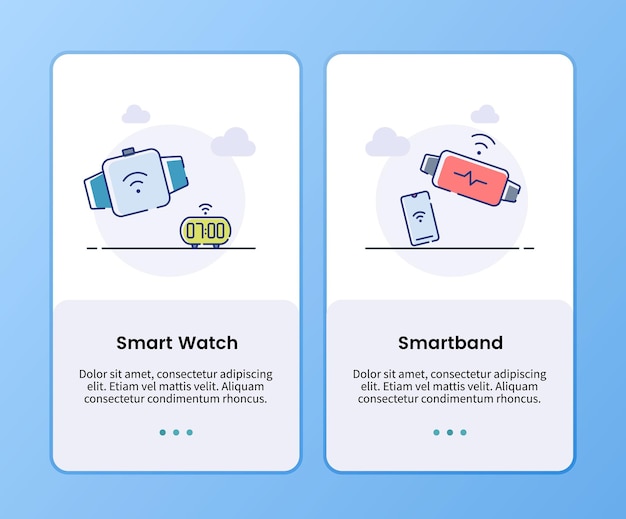 Montre intelligente et modèle d'intégration de bande intelligente pour l'illustration vectorielle de conception d'application mobile ui