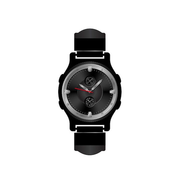 Vecteur une montre noire avec un visage noir et des mains rouges