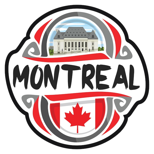 Montréal Canada Drapeau Voyage Souvenir Autocollant Skyline Logo Badge Timbre Sceau Emblème Vecteur Svg Eps