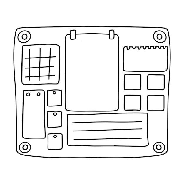 Vecteur moodboard dans le style doodle dessiné à la main illustration vectorielle isolée sur fond blanc