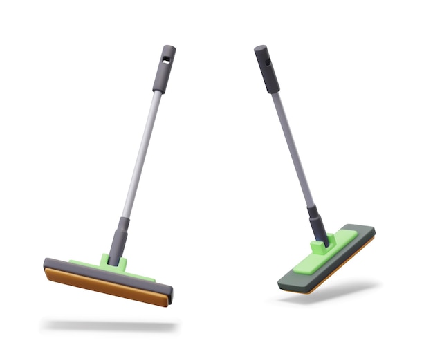 Mop moderne dans un style réaliste modèle vectoriel dans différentes positions