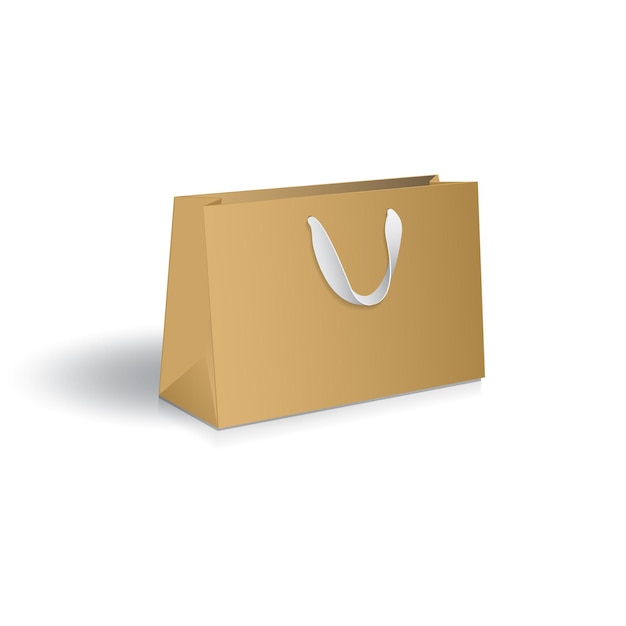 Moquette de sac d'achat en papier sac d'achats en papier kraft brun blanc sac cadeau avec des poignées de ruban blanc