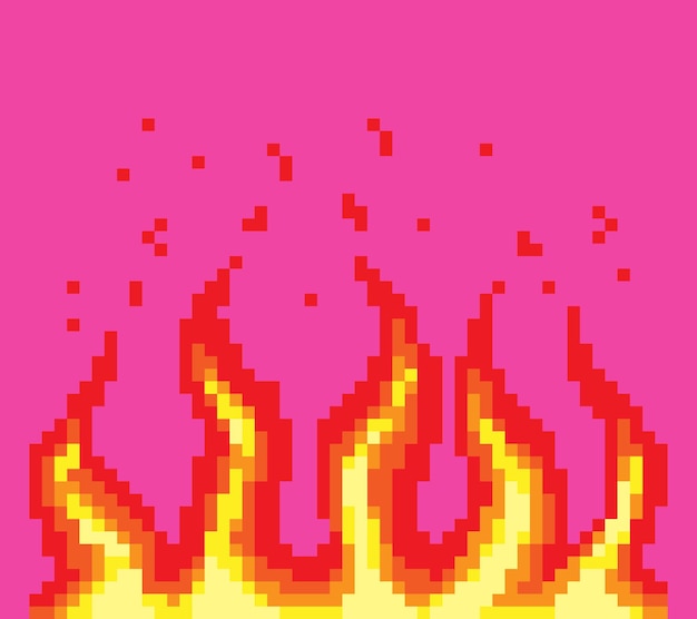 Vecteur morceau d'art de feu de pixel