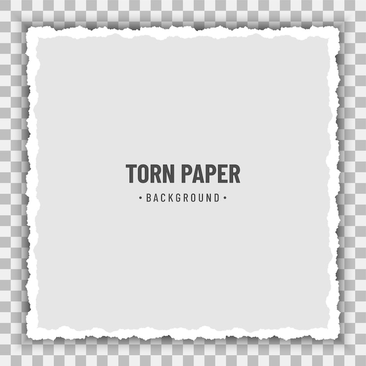 Vecteur morceau carré de papier blanc déchiré avec une ombre douce sur fond transparent