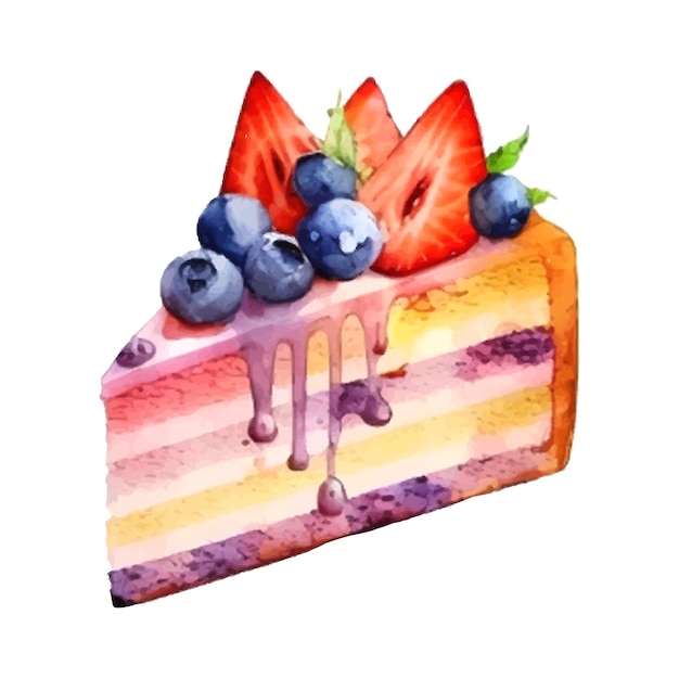 Morceau de gâteau aquarelle vecteur de gâteau, il peut être utilisé pour carte carte postale couverture invitation carte de mariage