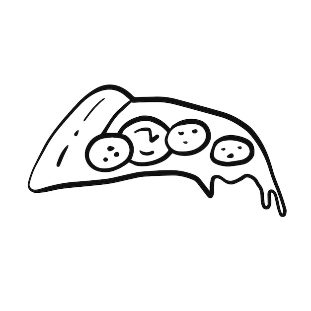 Morceau De Pizza Simple Doodle Illustration Vectorielle
