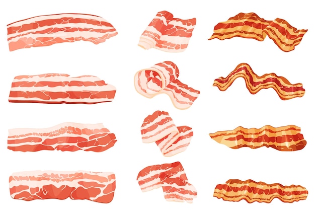 Vecteur morceaux de bacon hachés délicieux porc juteux illustration vectorielle