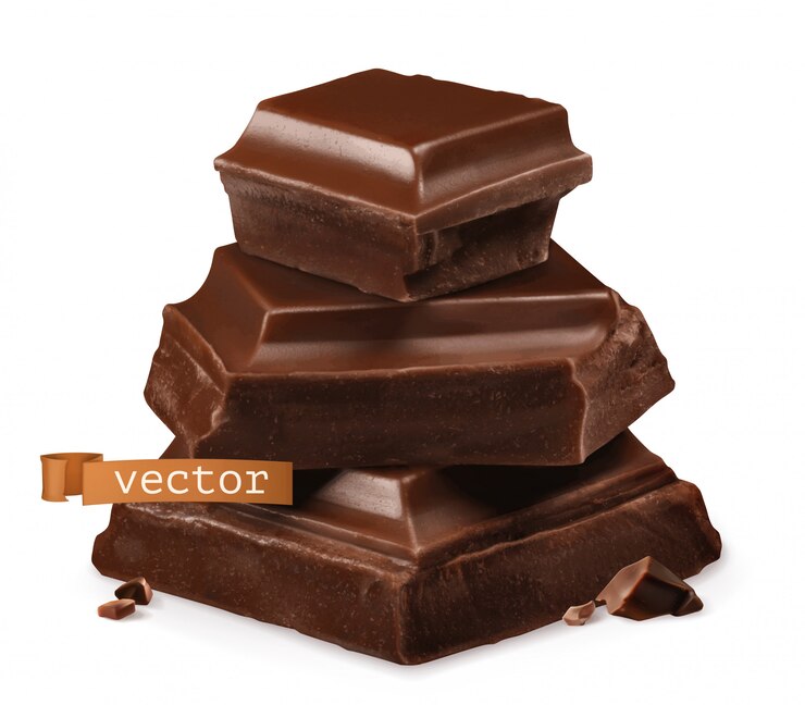 Vecteur morceaux de chocolat. icône réaliste 3d