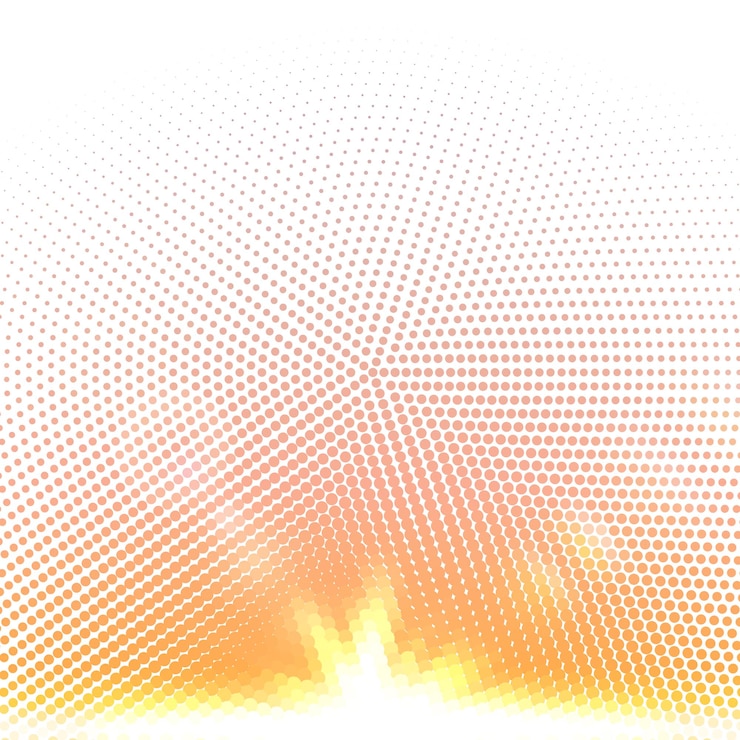 Vecteur mosaïque de demi-teintes vectorielles avec éruptions solaires et bokeh