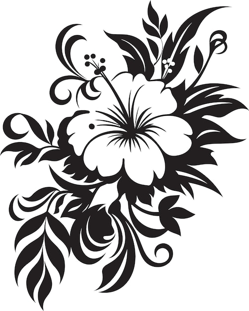 Mosaïque Florale Ombragée Illustrations Vectorielles Florales Noires Mélange Noir Tropical Vectorialisées