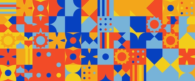 Mosaïque géométrique minimaliste moderne coloré style Memphis motif sans couture illustration vectorielle abstraite Pour la présentation fond bannière fond affiche certificat couverture du rapport annuel