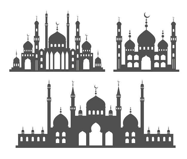 Vecteur mosquée aux silhouettes de minarets architecture islamique située sur le paysage urbain d'istanbul