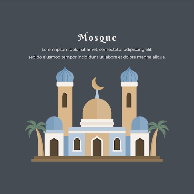 Mosquée Bâtiment Illustration Vectorielle Concept Plat