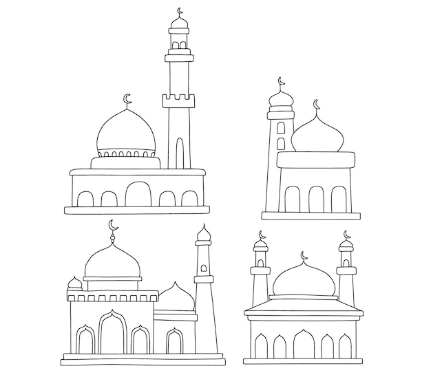 Mosquée Dans Le Style Doodle