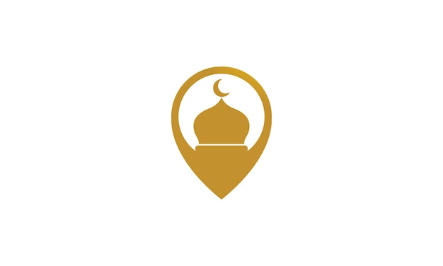 Mosquée du dôme avec carte de localisation des broches logo vecteur icône illustration design
