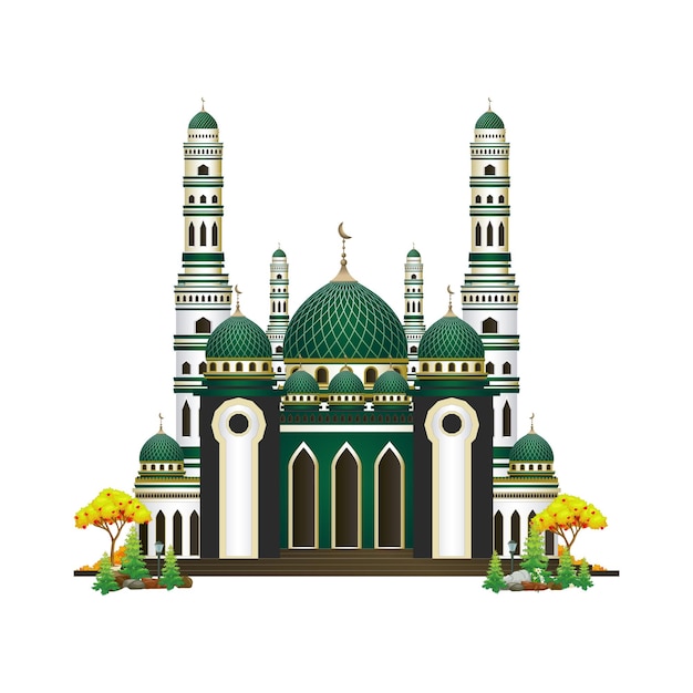 Vecteur mosquée verte isolée