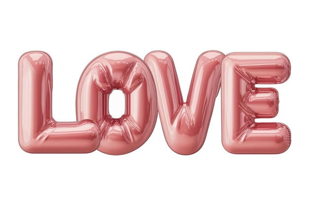 Un mot d'amour 3D gonflé dans un vecteur rose pastel
