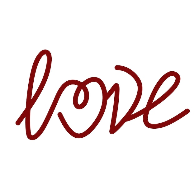 Mot dessiné à la main amour avec cœur Lettres pour la Saint-Valentin Vector d'émotion isolé sur blanc