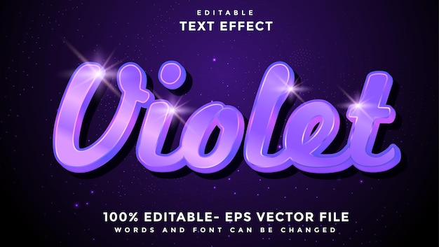 Mot minimal Violet Effet de texte modifiable Effet de conception enregistré dans le style graphique