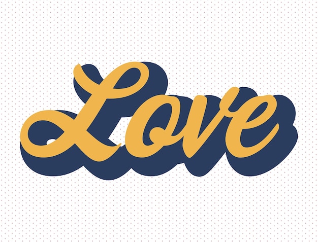 Mot de vecteur amour typographie groovy style illustration