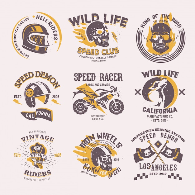 Motard Motocycliste Motocycliste Ou Motocycliste Et Motocycliste De Vitesse Sur Emblème De Logo Logotype