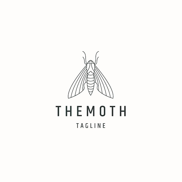 Moth Line Art Logo Icône Modèle De Conception Illustration Vectorielle Plane