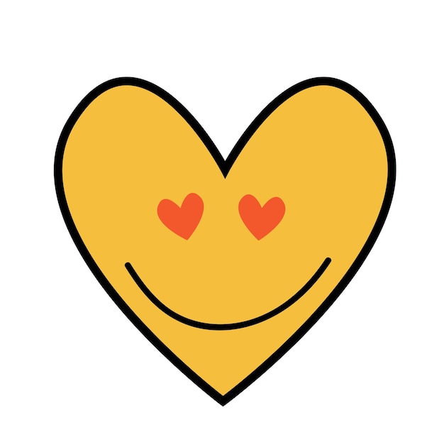 Émoticône mignon coeur jaune design plat vecteur amour isolé pour la Saint Valentin