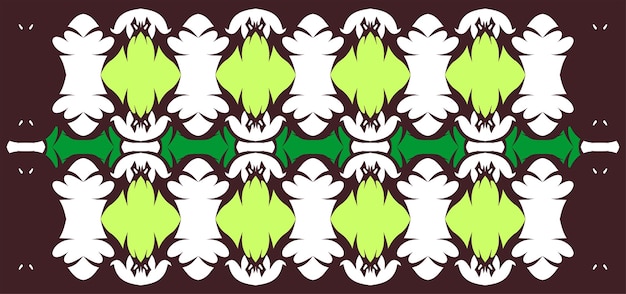 motif abstrait blanc et vert clair, fond brun vert foncé pour la décoration