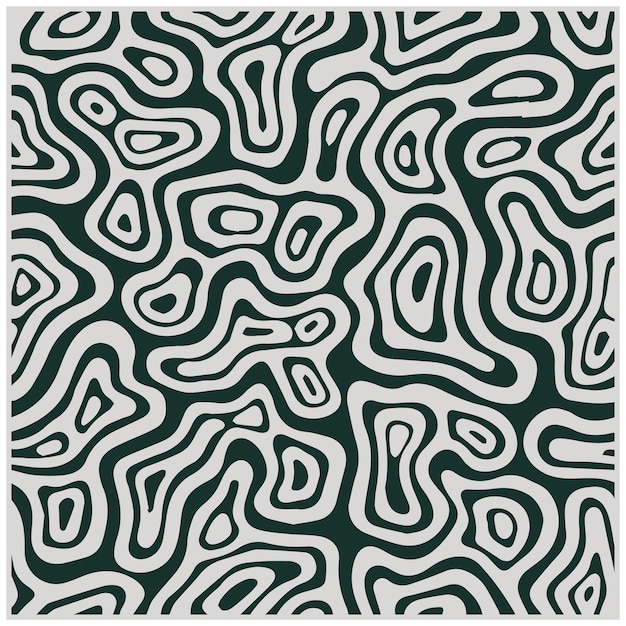 Un motif abstrait de carrés verts et noirs tourbillonnants sur un fond blanc ressemblant à un vortex