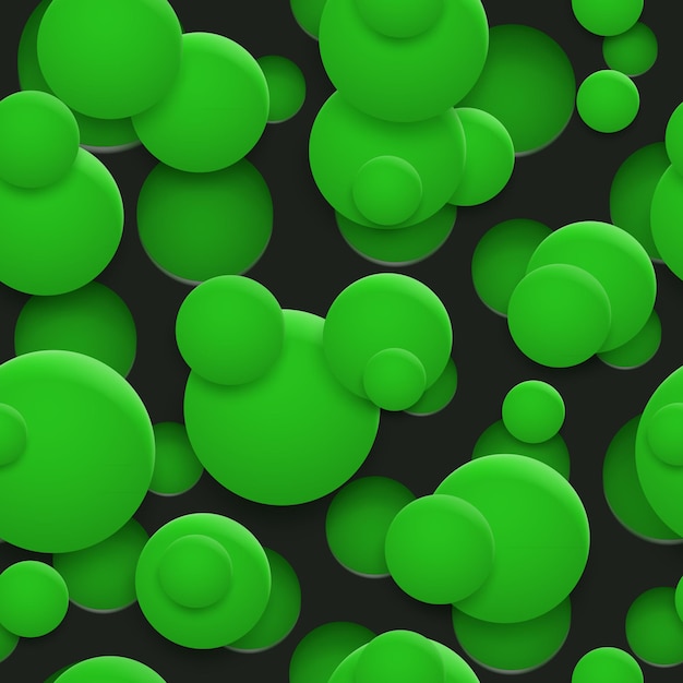Motif abstrait harmonieux de trous et de cercles avec des ombres aux couleurs vertes sur fond noir