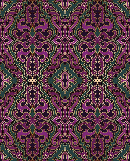 Motif Abstrait Oriental. Ornement Vert Et Violet.