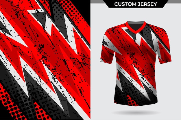 Motif Abstrait Rouge Et Noir Rouillé Moderne Pour Le Sport En Jersey De T-shirt