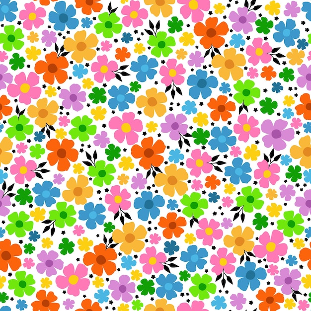 Motif abstrait sans couture avec fleurs et feuilles Illustration florale lumineuse