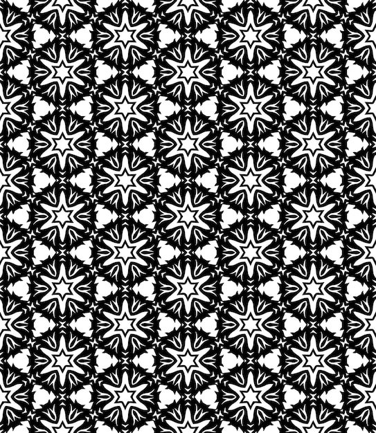 Motif abstrait sans couture noir et blanc Arrière-plan et toile de fond Conception ornementale en niveaux de gris